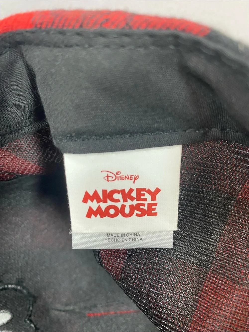 Disney Red and Black Plaid Mickey Mouse Cap with Felt Ears